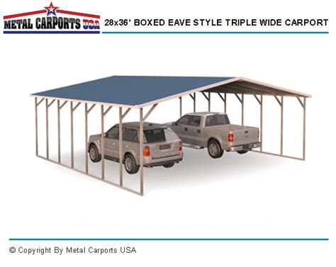 28x21 boxed eave triple wide steel carport|TRIPLE WIDE METAL CARPORTS.